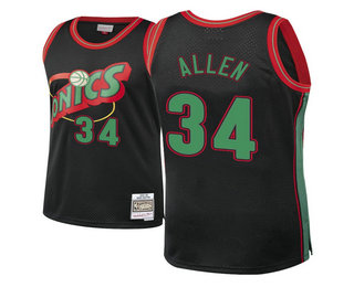 Seattle SuperSonics #34 Ray Allen Black Hardwood Classics Christmas Swingman Jersey