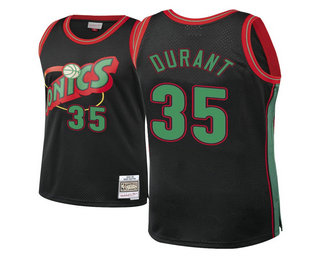 Seattle SuperSonics #35 Kevin Durant Black Hardwood Classics Christmas Swingman Jersey