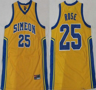 Simeon Vocational High School #25 Derrick Rose Yellow Jersey