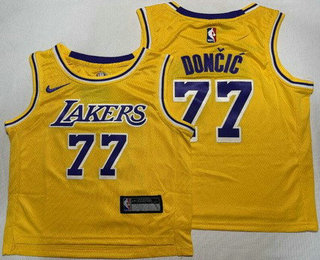 Toddler Los Angeles Lakers #77 Luka Doncic Yellow Swingman Jersey