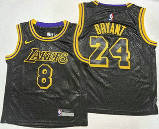 Toddler Los Angeles Lakers #8 24 Kobe Bryant Black City Swingman Jersey