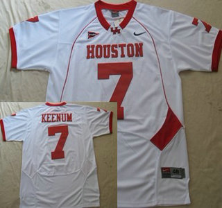 University of Houston #7 Case Keenum White Jersey