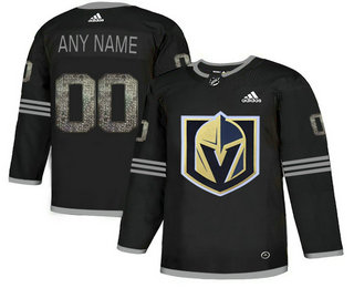 Vegas Golden Knights Black Shadow Logo Print Men's Customized Adidas Jersey