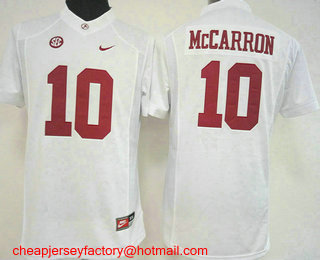Women's Alabama Crimson Tide #10 AJ McCarron White Limited Stitched College Football Nike NCAA Jersey