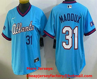 Women's Atlanta Braves #31 Greg Maddux Light Blue 2026 City Connect Stadium Jersey