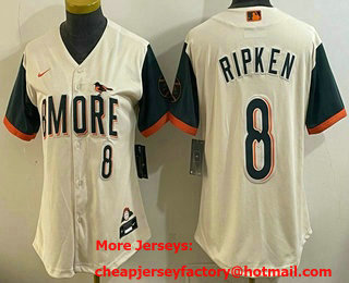 Women's Baltimore Orioles #8 Cal Ripken Jr Cream 2026 City Connect Stadium Jersey