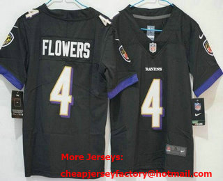 Women's Baltimore Ravens #4 Zay Flowers Limited Black Vapor Jersey