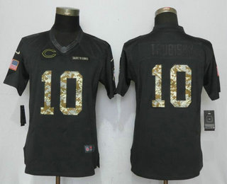 Women's Chicago Bears #10 Mitchell Trubisky Black Anthracite 2016 Salute To Service Stitched NFL Nike Limited Jersey