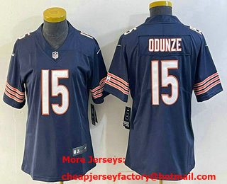 Women's Chicago Bears #15 Rome Odunze Navy Blue Vapor Limited Stitched Jersey