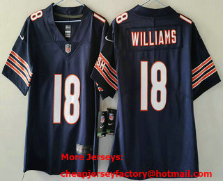Women's Chicago Bears #18 Caleb Williams Navy Blue Vapor Limited Stitched Jersey