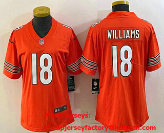 Women's Chicago Bears #18 Caleb Williams Orange Vapor Limited Stitched Jersey