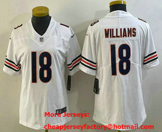 Women's Chicago Bears #18 Caleb Williams White Vapor Limited Stitched Jersey