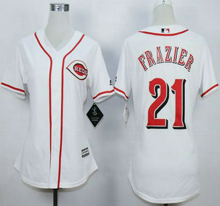 Women's Cincinnati Reds #21 Todd Frazier Home White 2015 MLB Cool Base Jersey