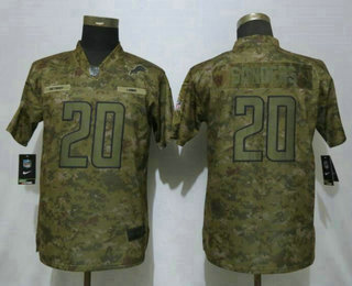Women's Detroit Lions #20 Barry Sanders Nike Camo 2018 Salute to Service Stitched NFL Limited Jersey