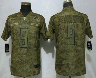 Women's Detroit Lions #9 Matthew Stafford Nike Camo 2018 Salute to Service Stitched NFL Limited Jersey