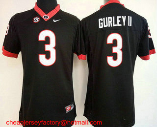 Women's Georgia Bulldogs #3 Todd Gurley II Black Limited Stitched College Football Nike NCAA Jersey