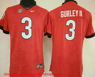 Women's Georgia Bulldogs #3 Todd Gurley II Red Limited Stitched College Football Nike NCAA Jersey
