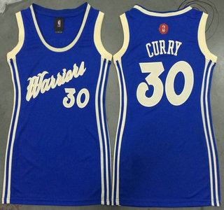 Women's Golden State Warriors #30 Stephen Curry Revolution 30 Swingman 2015 Christmas Day Blue Dress