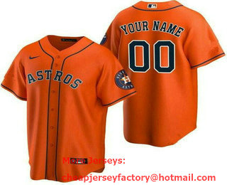 Women's Houston Astros Customized Orange Team Logo Cool Base Jersey