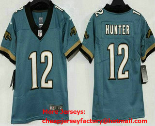 Women's Jacksonville Jaguars #12 Travis Hunter Limited Green Throwback Vapor Jersey