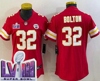 Women's Kansas City Chiefs #32 Nick Bolton Limited Red LVIII Super Bowl Vapor Jersey