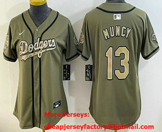 Women's Los Angeles Dodgers #13 Max Muncy Military Appreciation Game Day Stitched Baseball Jersey