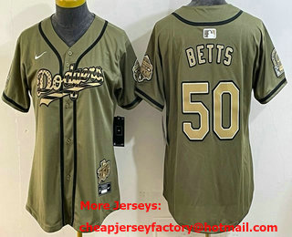 Women's Los Angeles Dodgers #50 Mookie Betts Military Appreciation Game Day Stitched Baseball Jersey