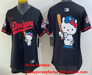 Women's Los Angeles Dodgers Black Hello Kitty Big Logo 2025 World Series Champions Limited Jersey