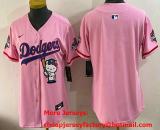 Women's Los Angeles Dodgers Blank Pink Hello Kitty 2025 World Series Champions Limited Jersey