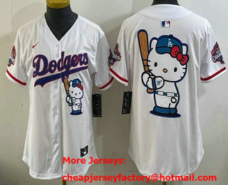 Women's Los Angeles Dodgers White Hello Kitty Big Logo 2025 World Series Champions Limited Jersey