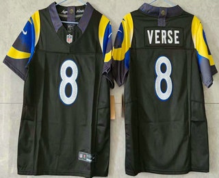 Women's Los Angeles Rams #8 Jared Verse Limited Navy Rivalries FUSE Vapor Jersey