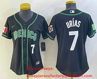 Women's Mexico Baseball #7 Julio Urias Number 2023 Black World Classic Stitched Jersey 13