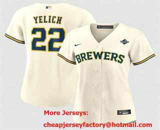 Women's Milwaukee Brewers #22 Christian Yelich Cream 2026 World Series Limited Stitched Jersey