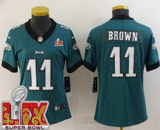 Women's Philadelphia Eagles #11 AJ Brown Limited Green Super Bowl LIX Vapor Jersey