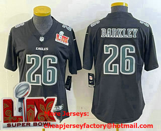 Women's Philadelphia Eagles #26 Saquon Barkley Limited Black Fashion Super Bowl LIX Vapor Jersey
