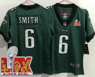 Women's Philadelphia Eagles #6 DeVonta Smith Limited Green Super Bowl LIX Vapor Jersey