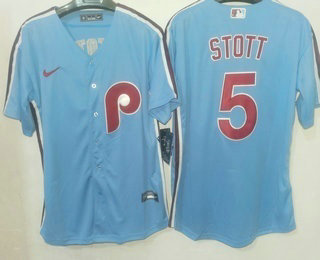 Women's Philadelphia Phillies #5 Bryson Stott Light Blue Cooperstown Cool Base Jersey