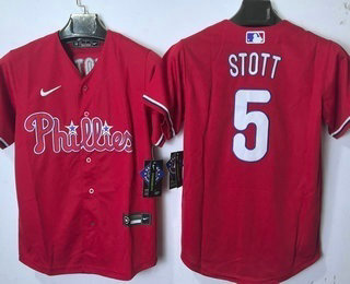 Women's Philadelphia Phillies #5 Bryson Stott Red Stitched Cool Base Jersey