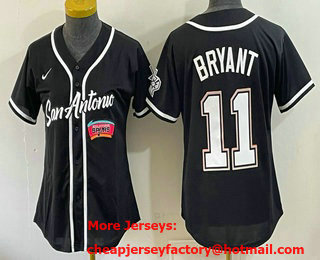 Women's San Antonio Spurs #11 Carter Bryant Black Stitched Baseball Jersey