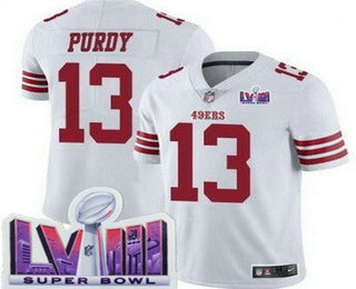 Women's San Francisco 49ers #13 Brock Purdy Limited White LVIII Super Bowl Vapor Jersey