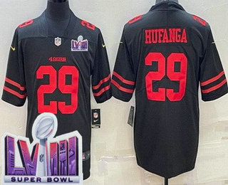 Women's San Francisco 49ers #29 Talanoa Hufanga Limited Black LVIII Super Bowl Vapor Jersey