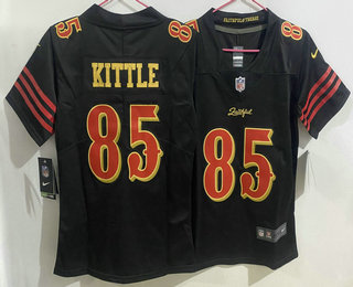 Women's San Francisco 49ers #85 George Kittle Limited Black Rivalries Vapor Jersey