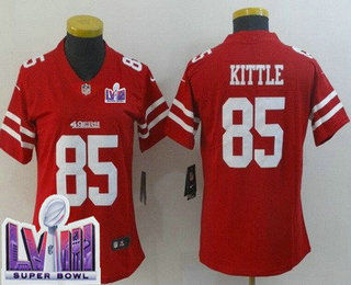 Women's San Francisco 49ers #85 George Kittle Limited Red LVIII Super Bowl Vapor Jersey