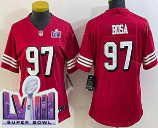 Women's San Francisco 49ers #97 Nick Bosa Limited Red Throwback LVIII Super Bowl Vapor Jersey