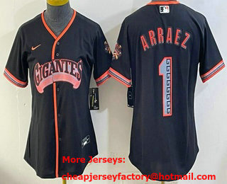 Women's San Francisco Giants #1 Luis Arraez Black 2026 Alternate Stadium Stitched Jersey