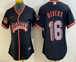 Women's San Francisco Giants #16 Rafael Devers Black 2026 Alternate Stadium Stitched Jersey