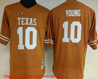 Women's Texas Longhorns #10 Vince Young Burnt Orange Throwback Stitched NCAA College Football Jersey by Mitchell & Ness