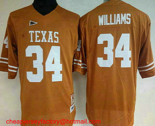 Women's Texas Longhorns #34 Ricky Williams Burnt Orange Throwback Stitched NCAA College Football Jersey by Mitchell & Ness