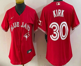 Women's Toronto Blue Jays #30 Alejandro Kirk Red Alternate Cool Base Jersey