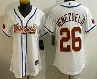Women's Venezuela #26 Venezuela White 2026 World Baseball Classic Cool Base Jersey